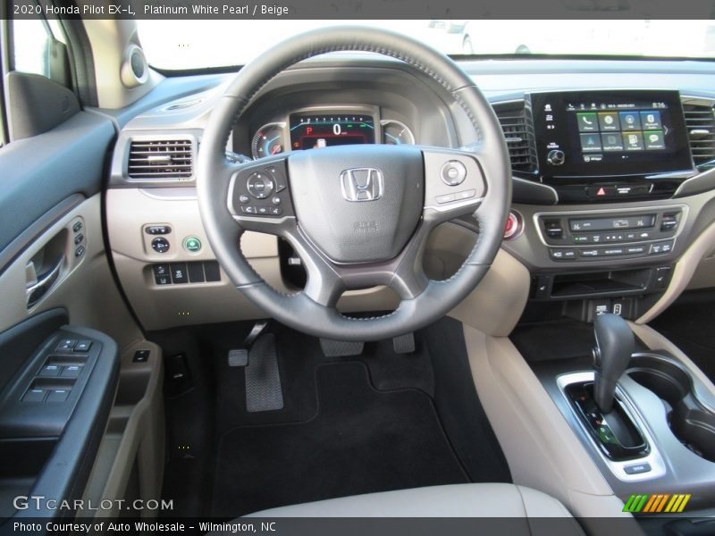 Platinum White Pearl / Beige 2020 Honda Pilot EX-L