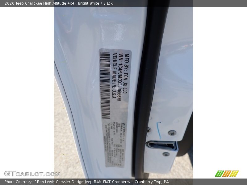 Bright White / Black 2020 Jeep Cherokee High Altitude 4x4
