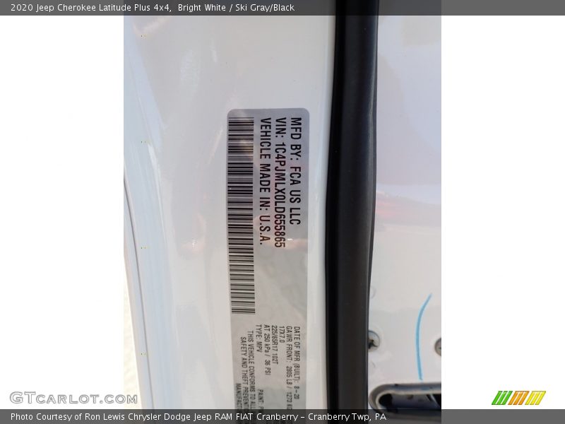 Bright White / Ski Gray/Black 2020 Jeep Cherokee Latitude Plus 4x4