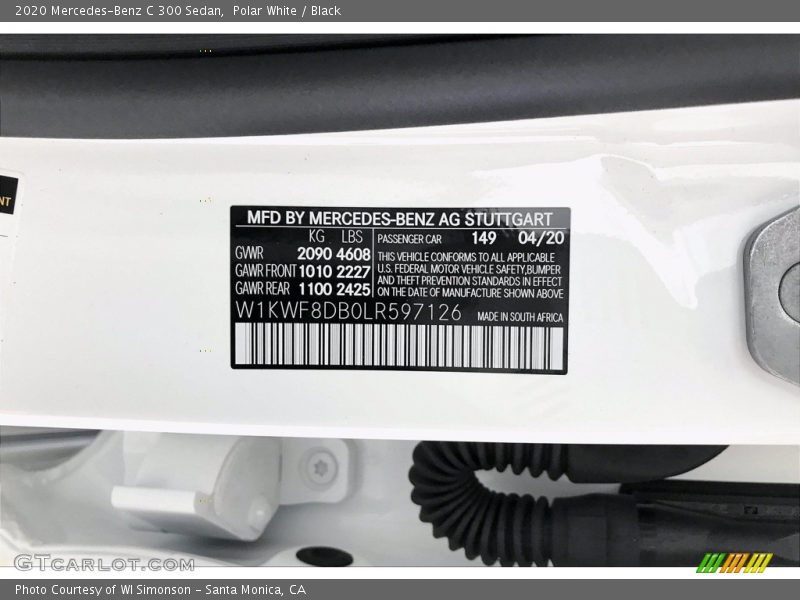 Polar White / Black 2020 Mercedes-Benz C 300 Sedan