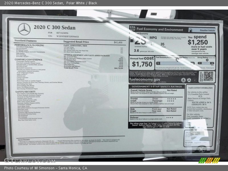 Polar White / Black 2020 Mercedes-Benz C 300 Sedan