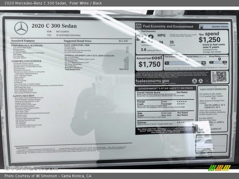 Polar White / Black 2020 Mercedes-Benz C 300 Sedan