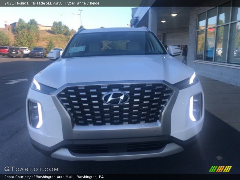 Hyper White / Beige 2021 Hyundai Palisade SEL AWD