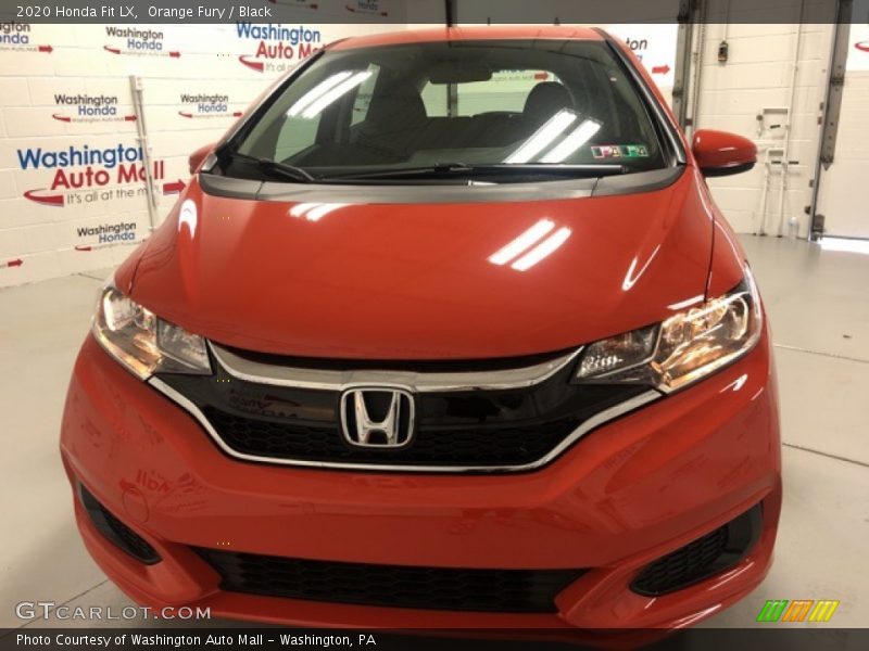 Orange Fury / Black 2020 Honda Fit LX