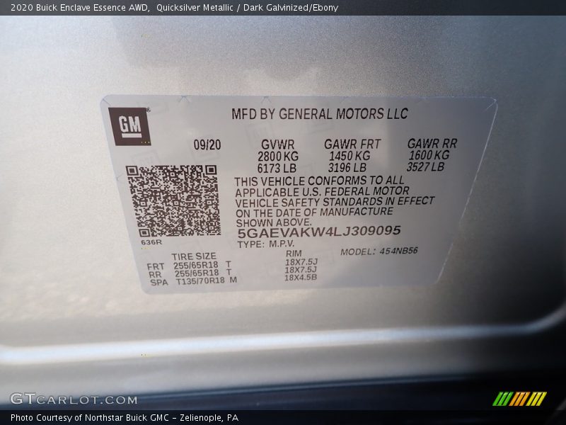 Quicksilver Metallic / Dark Galvinized/Ebony 2020 Buick Enclave Essence AWD