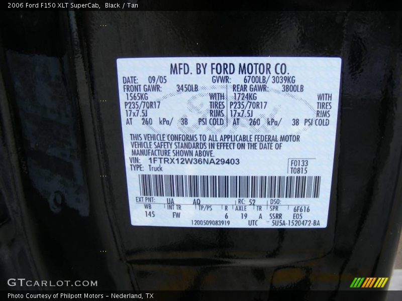 Black / Tan 2006 Ford F150 XLT SuperCab