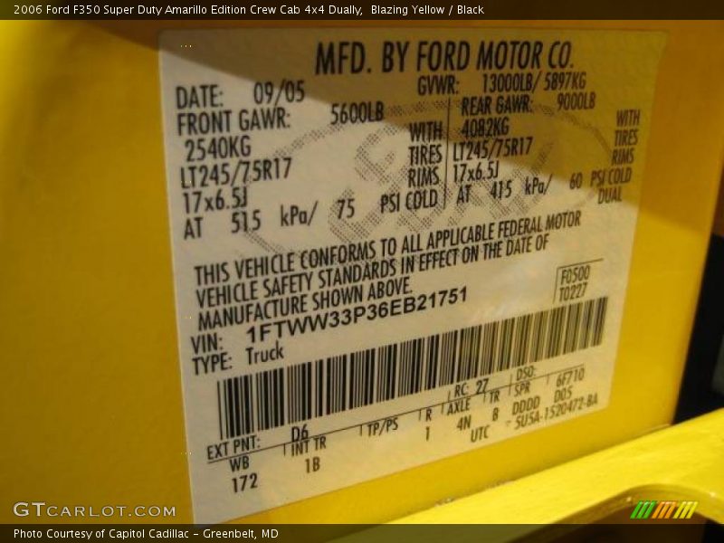 Blazing Yellow / Black 2006 Ford F350 Super Duty Amarillo Edition Crew Cab 4x4 Dually