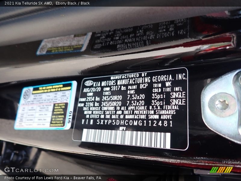 Ebony Black / Black 2021 Kia Telluride SX AWD