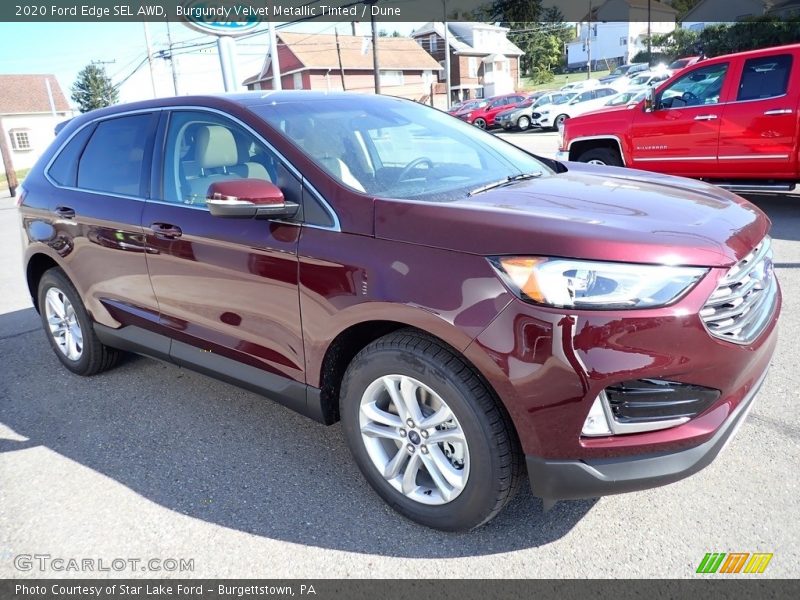 Burgundy Velvet Metallic Tinted / Dune 2020 Ford Edge SEL AWD