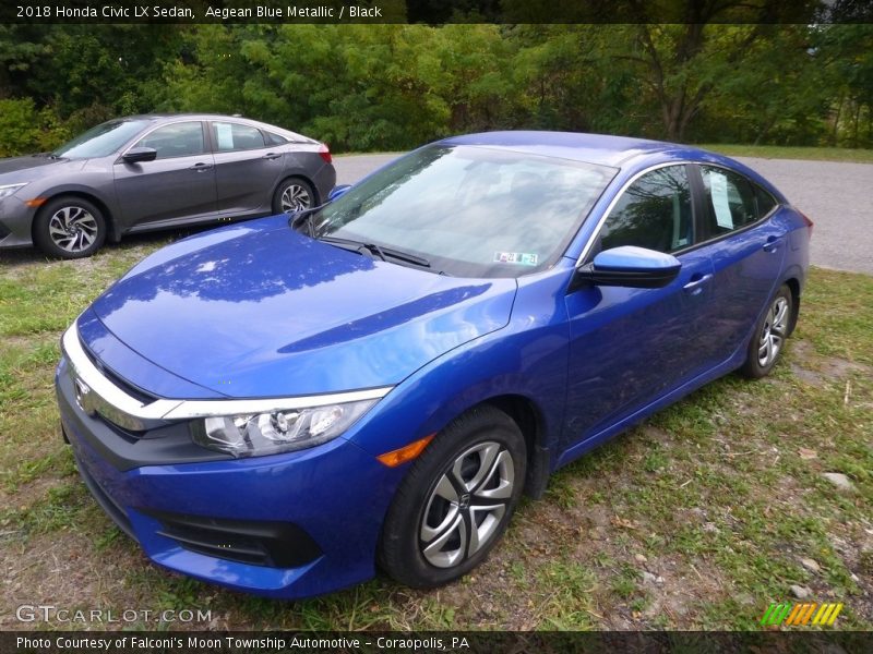 Aegean Blue Metallic / Black 2018 Honda Civic LX Sedan
