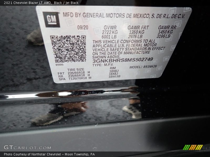 Black / Jet Black 2021 Chevrolet Blazer LT AWD