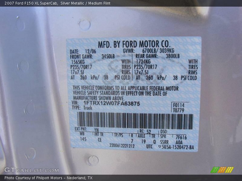 Silver Metallic / Medium Flint 2007 Ford F150 XL SuperCab