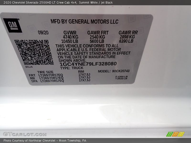 Summit White / Jet Black 2020 Chevrolet Silverado 2500HD LT Crew Cab 4x4