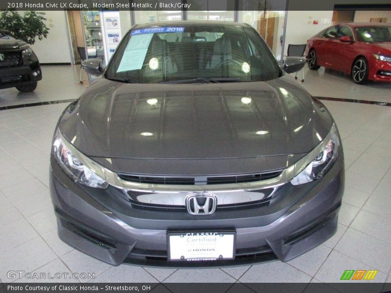 Modern Steel Metallic / Black/Gray 2018 Honda Civic LX Coupe
