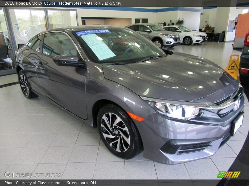Modern Steel Metallic / Black/Gray 2018 Honda Civic LX Coupe