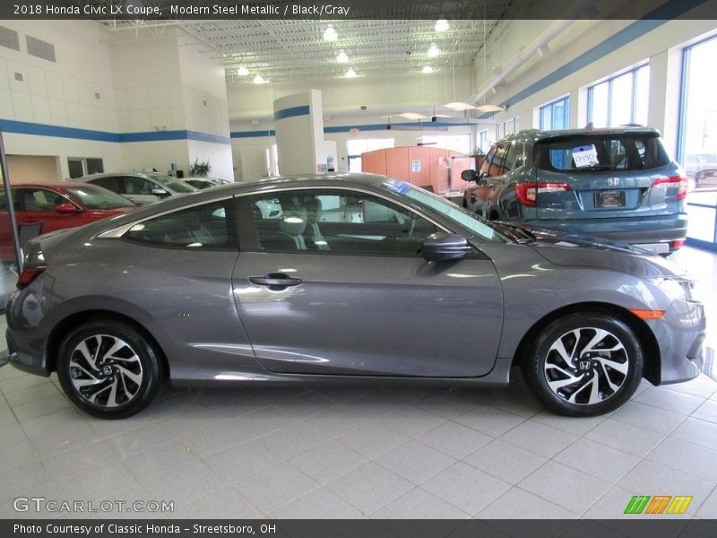 Modern Steel Metallic / Black/Gray 2018 Honda Civic LX Coupe