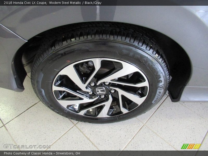 Modern Steel Metallic / Black/Gray 2018 Honda Civic LX Coupe
