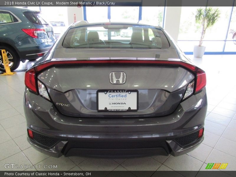 Modern Steel Metallic / Black/Gray 2018 Honda Civic LX Coupe