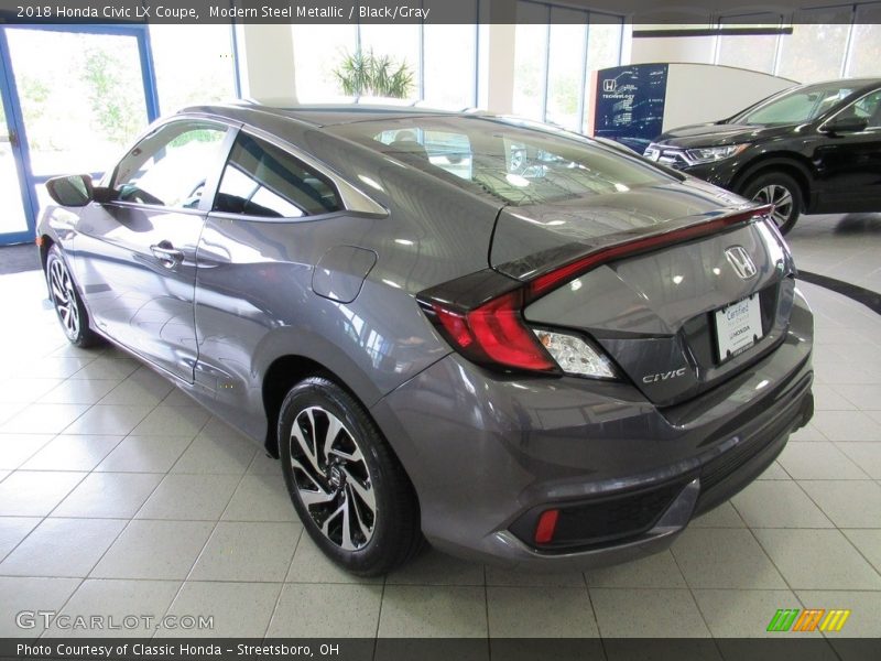 Modern Steel Metallic / Black/Gray 2018 Honda Civic LX Coupe