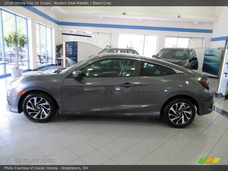 Modern Steel Metallic / Black/Gray 2018 Honda Civic LX Coupe