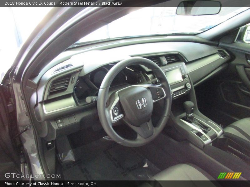 Modern Steel Metallic / Black/Gray 2018 Honda Civic LX Coupe