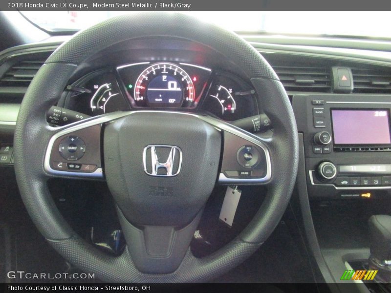 Modern Steel Metallic / Black/Gray 2018 Honda Civic LX Coupe