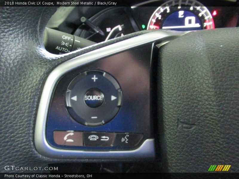 Modern Steel Metallic / Black/Gray 2018 Honda Civic LX Coupe
