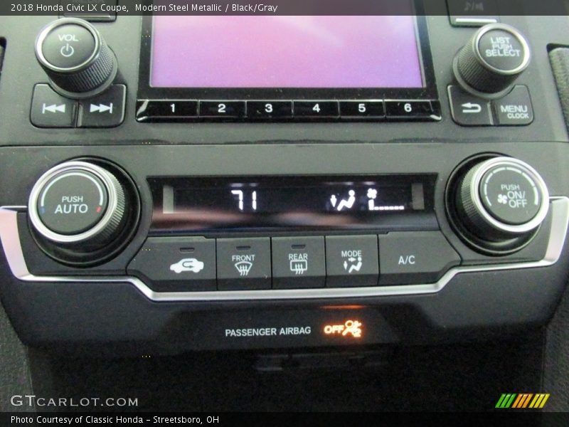 Modern Steel Metallic / Black/Gray 2018 Honda Civic LX Coupe