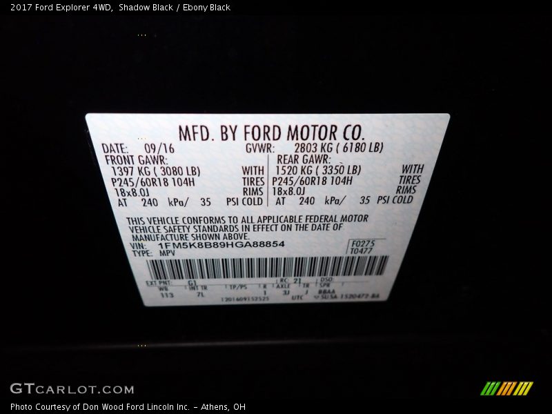 Shadow Black / Ebony Black 2017 Ford Explorer 4WD