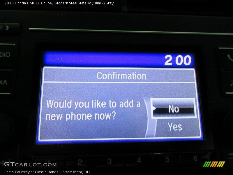 Modern Steel Metallic / Black/Gray 2018 Honda Civic LX Coupe