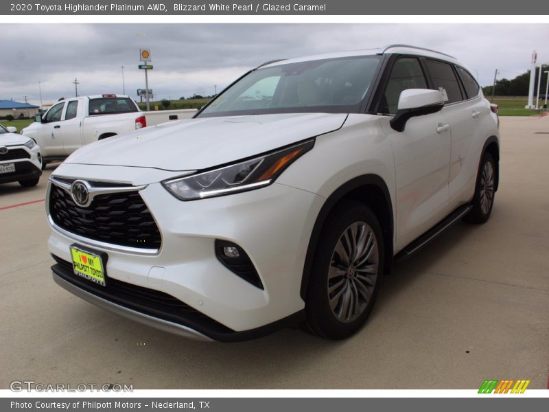 Blizzard White Pearl / Glazed Caramel 2020 Toyota Highlander Platinum AWD