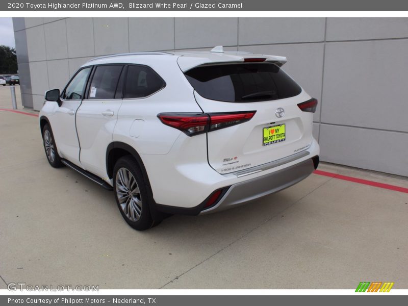 Blizzard White Pearl / Glazed Caramel 2020 Toyota Highlander Platinum AWD