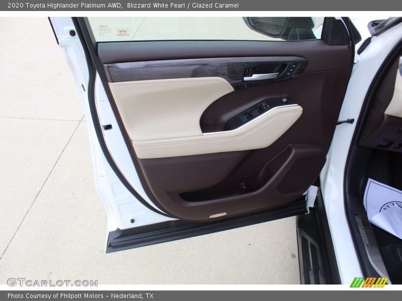 Blizzard White Pearl / Glazed Caramel 2020 Toyota Highlander Platinum AWD