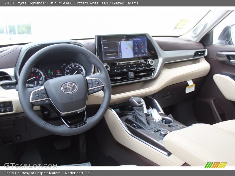 Blizzard White Pearl / Glazed Caramel 2020 Toyota Highlander Platinum AWD