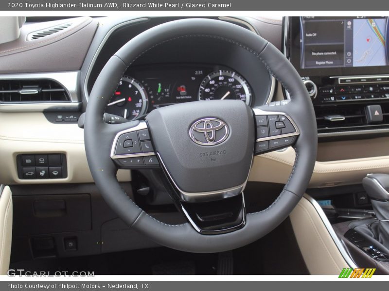 Blizzard White Pearl / Glazed Caramel 2020 Toyota Highlander Platinum AWD
