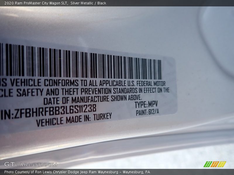Silver Metallic / Black 2020 Ram ProMaster City Wagon SLT