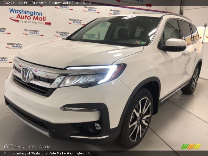 Platinum White Pearl / Black 2021 Honda Pilot Elite AWD