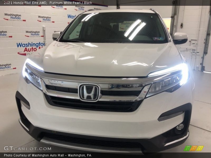 Platinum White Pearl / Black 2021 Honda Pilot Elite AWD
