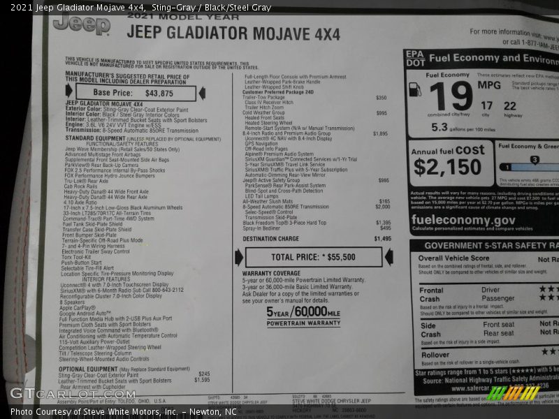 Sting-Gray / Black/Steel Gray 2021 Jeep Gladiator Mojave 4x4