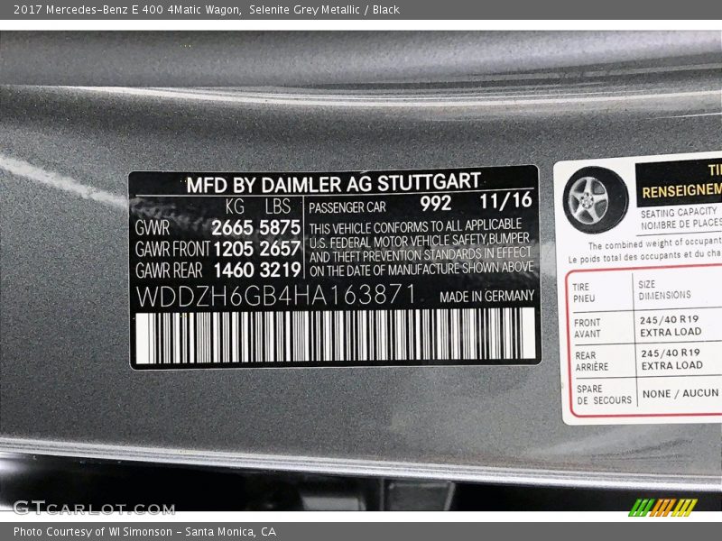 Selenite Grey Metallic / Black 2017 Mercedes-Benz E 400 4Matic Wagon