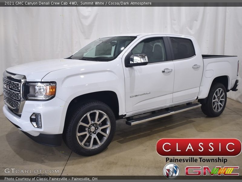 Summit White / Cocoa/Dark Atmosphere 2021 GMC Canyon Denali Crew Cab 4WD