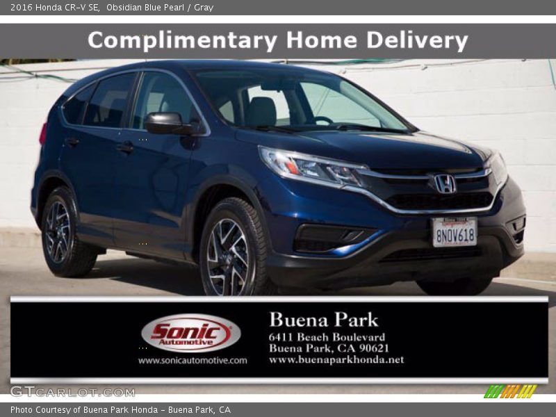 Obsidian Blue Pearl / Gray 2016 Honda CR-V SE
