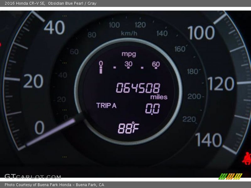 Obsidian Blue Pearl / Gray 2016 Honda CR-V SE