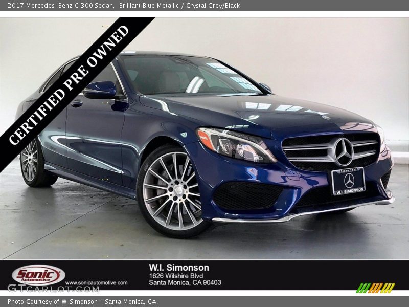 Brilliant Blue Metallic / Crystal Grey/Black 2017 Mercedes-Benz C 300 Sedan