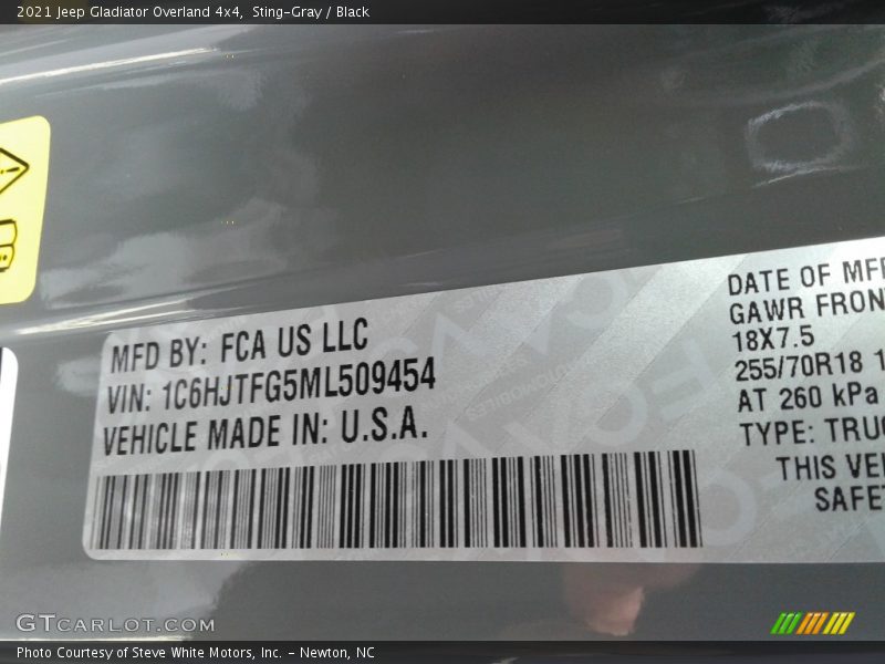 Sting-Gray / Black 2021 Jeep Gladiator Overland 4x4