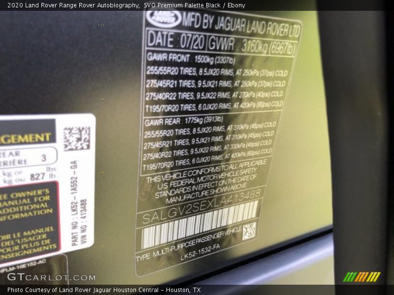 SVO Premium Palette Black / Ebony 2020 Land Rover Range Rover Autobiography