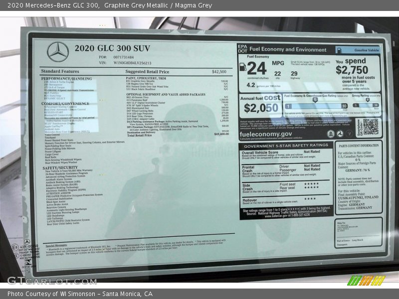 Graphite Grey Metallic / Magma Grey 2020 Mercedes-Benz GLC 300