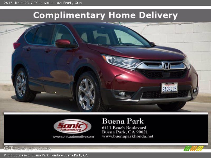 Molten Lava Pearl / Gray 2017 Honda CR-V EX-L