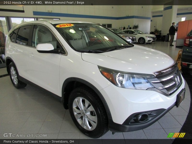 White Diamond Pearl / Beige 2012 Honda CR-V EX 4WD