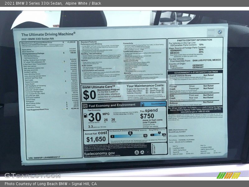 Alpine White / Black 2021 BMW 3 Series 330i Sedan